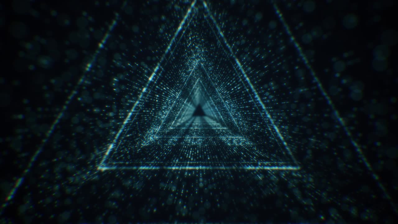 현대 파란 입자 추상 삼각형 터널 루핑 배경