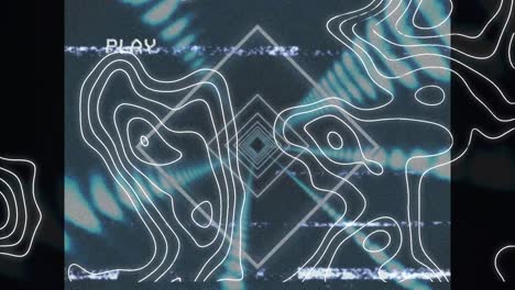 vhs glitch effect over topography against glowing blue tunnel against black background
