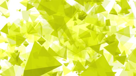3d animado triángulo formas pirámide polígono vector flotante volando a la pantalla efecto visual en fondo blanco títulos de introducción movimiento gfx amarillo