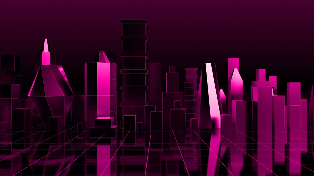 Pink Loop Abstract Digital City.Technology And Connection Concept