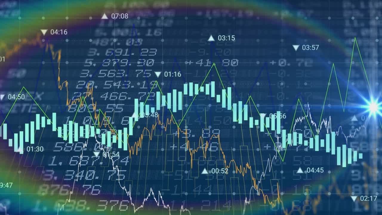 Animaatio tiedonkäsittelystä ja tilastoista ruudukon yllä