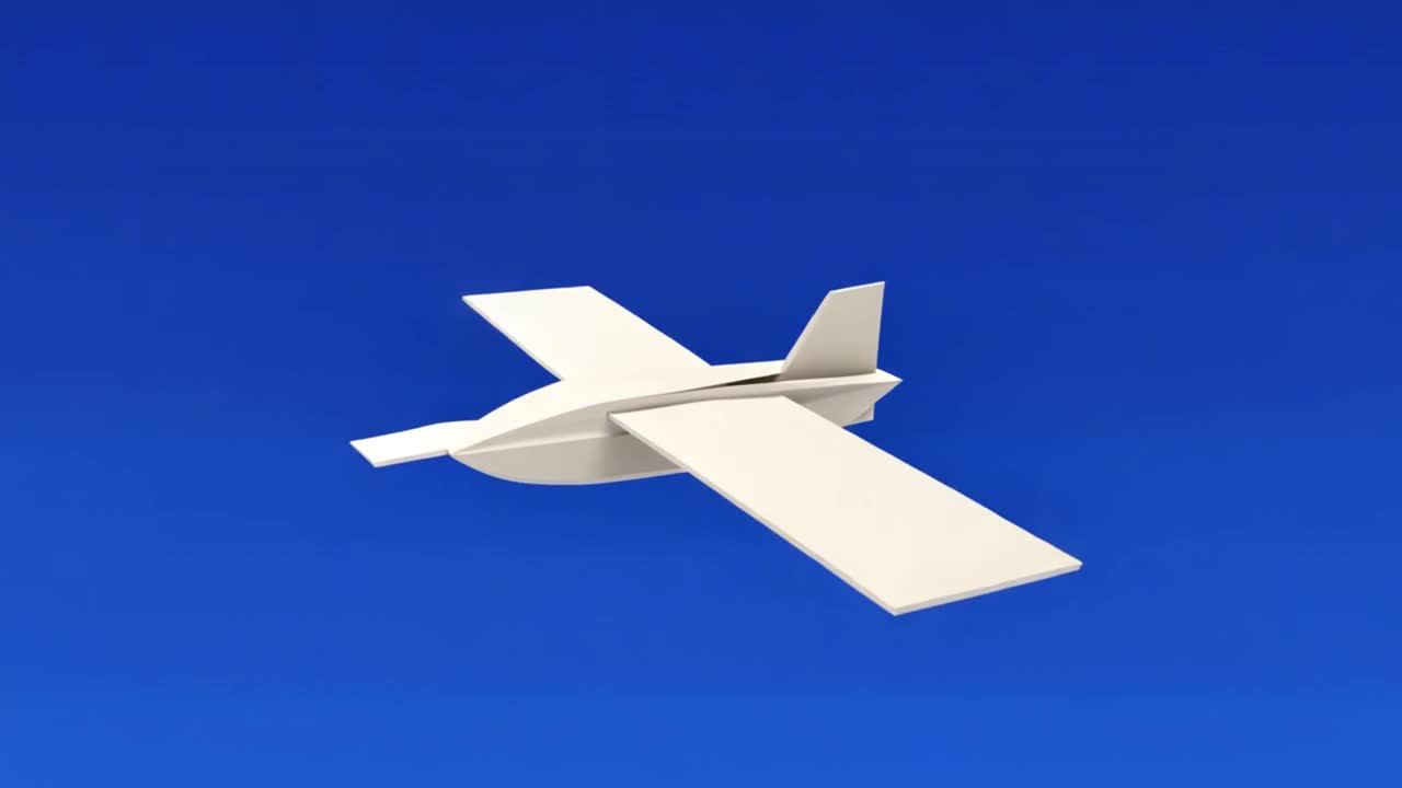 White Paper Airplane Model Transforming Against Blue Sky