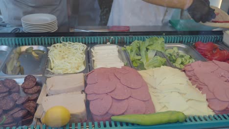 deli counter with fresh sandwich ingredients