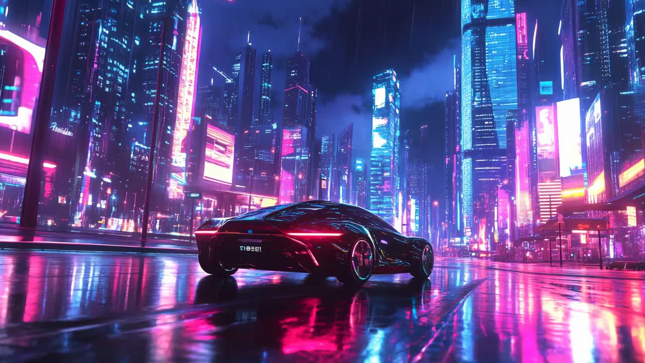 Neon Cyberpunk City Night