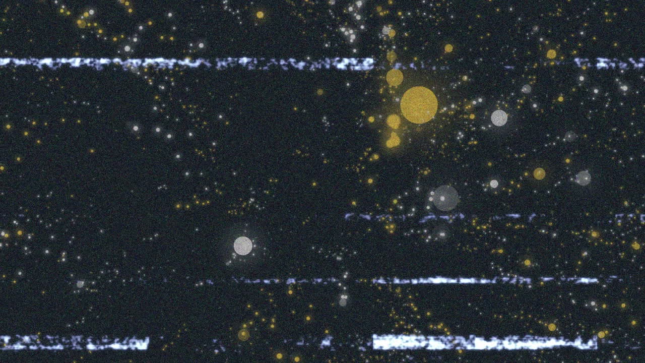 검은색 배경에 빛나는 반점 위의 장애 간섭의 애니메이션