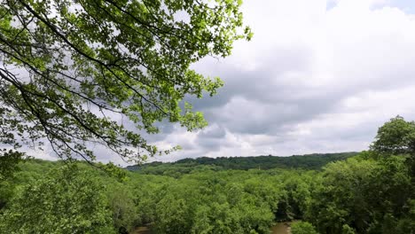 scenic views of the cuyahoga river oxbow from cascade valley metropark overlook in summit county, ohio. a restored natural landscape near akron and cuyahoga falls.