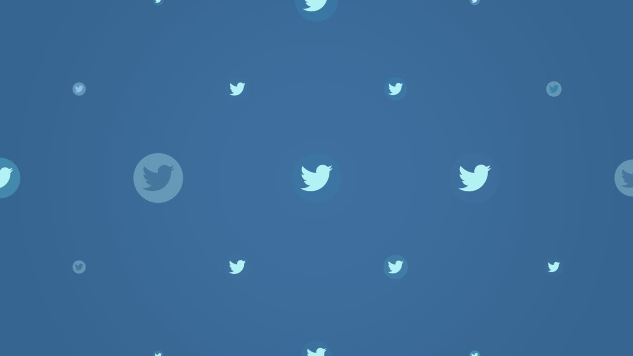 네트워크 배경에 있는 트위터 소셜 아이콘