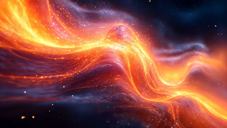 colorful waves of light swirl in a cosmic space scene