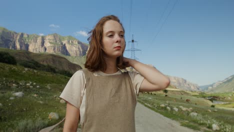 woman hiking in mountains