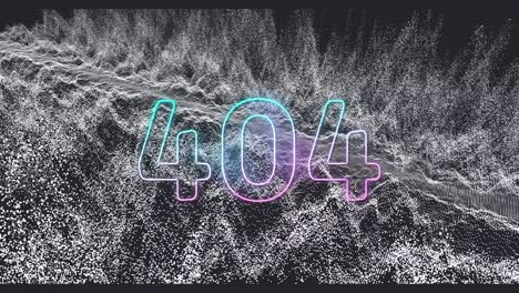 animación de 404 y ondas blancas en fondo negro