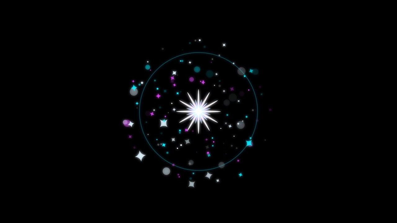 Animated Starburst and Glowing Particle Explosion on Black Background