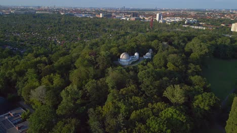 nice aerial top view flight berlin city astronomical observatory germany in europe, summer day 2023