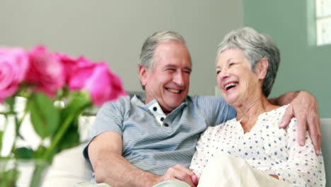 Senior-couple-embracing-in-living-room