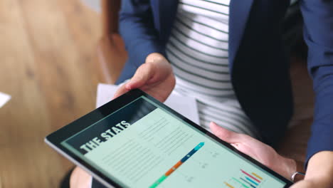 business people hands, tablet stats