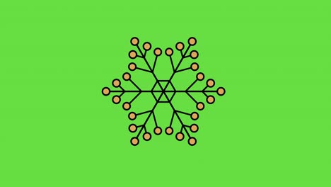 video en 4k del diseño de copos de nieve de dibujos animados.