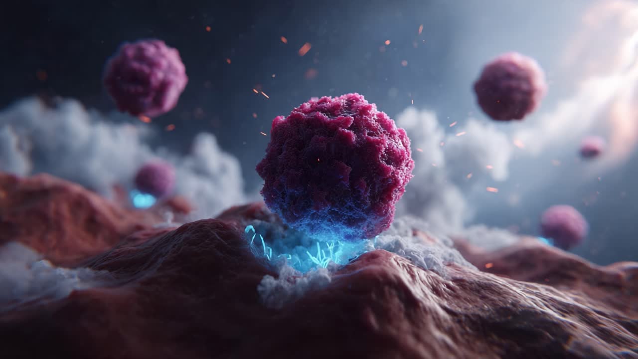 A Stunning Visual Representation of Microbial Cells Floating Above a Textured Surface, Capturing the Intricacies of Cellular Structures and Their Surroundings