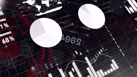 financial charts and world map animation over stock market data and graphs