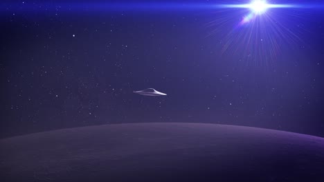 ufo over a planet's surface