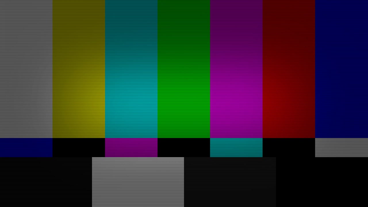 Television Test Pattern with Digital Glitch and Signal Interference