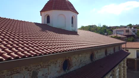 Aerial-drone-footage-of-traditional-village-Farmakas,-Nicosia,-Cyprus