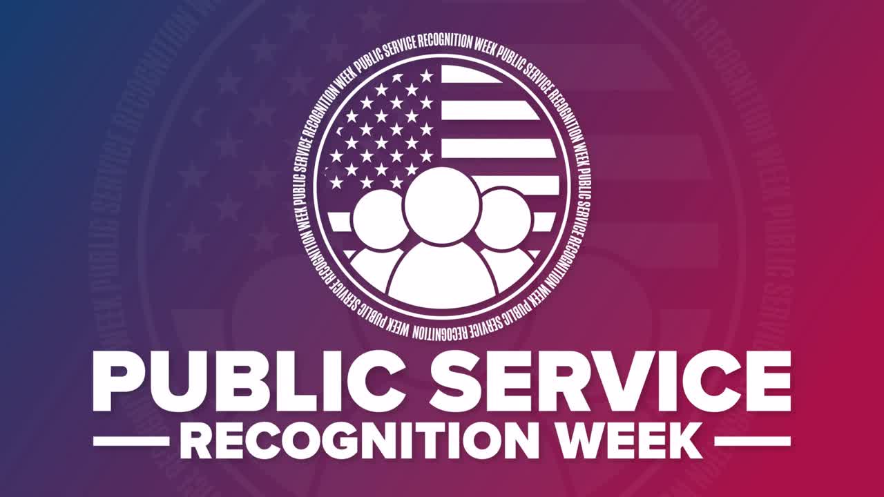 Public Service Recognition Week. Flat holiday animation. Motion graphic design. 4K, HD loop footage.