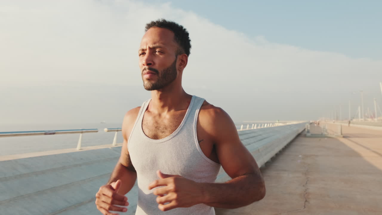 Man running on pier