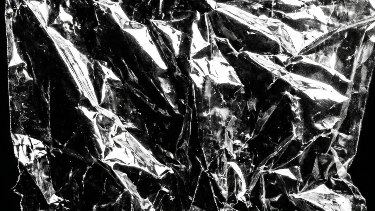 Abstract Crumpled Transparent Plastic Film Texture Background