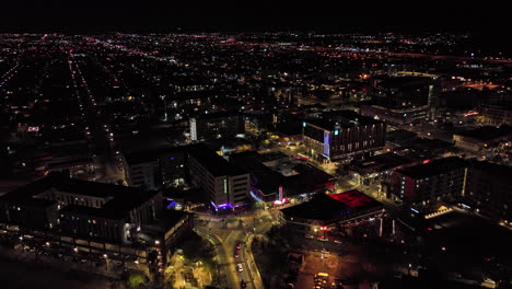 Tucson-Arizona-Aerial-v13-establishing-shot-flyover-and-around-downtown-area-capturing-night-cityscape-of-the-desert-city-and-busy-traffics-on-E-Congress-street---Shot-with-Mavic-3-Cine---March-2022