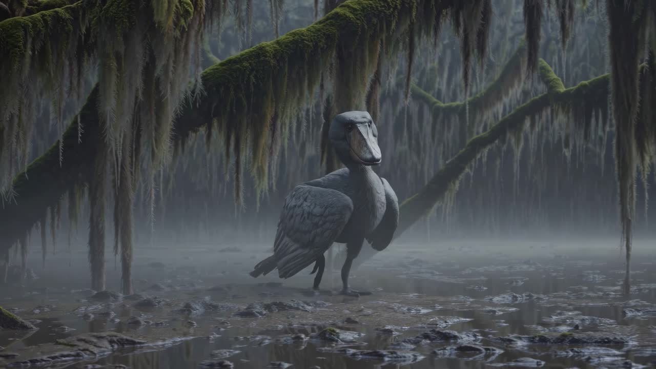 Ancient Bird in a Swampy Forest