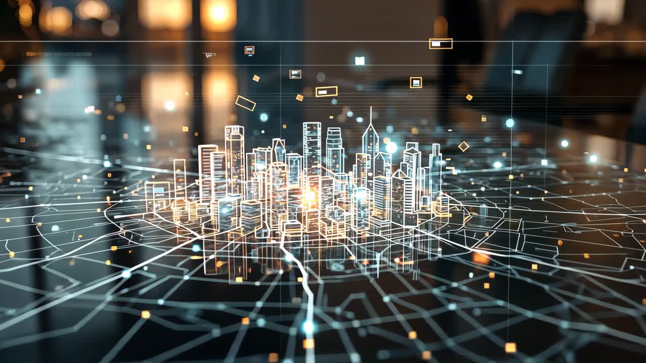 visualización del paisaje urbano futurista