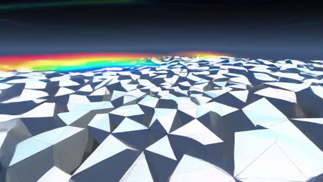 abstract geometric landscape with rainbow