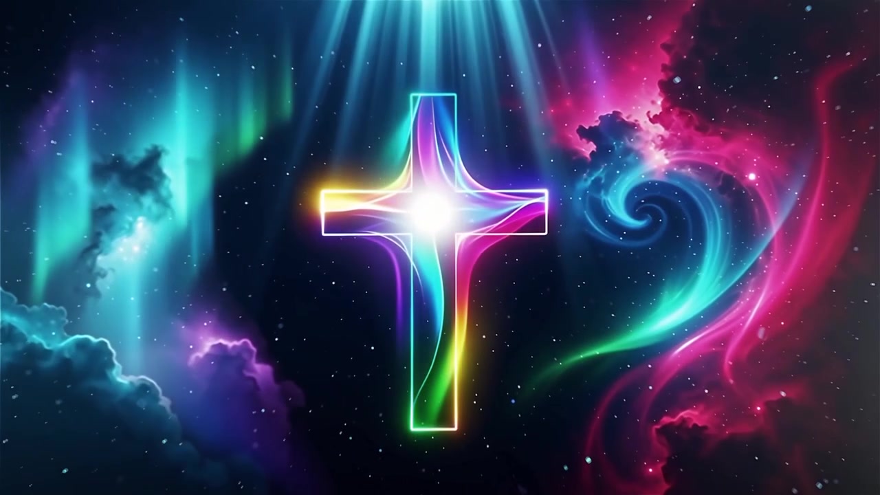 Christian Cross Heavenly Light Worship Background