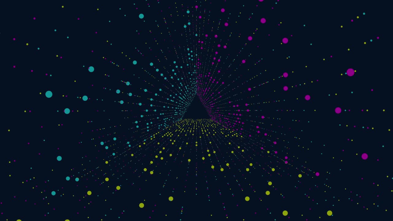 Motion triangle with colorful lines and dots