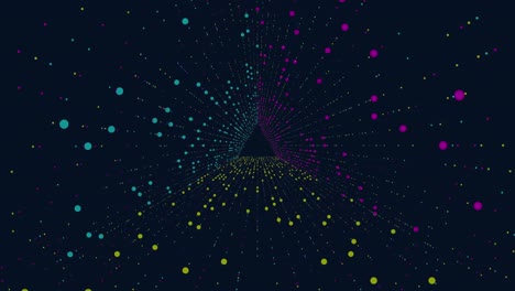 motion triangle with colorful lines and dots