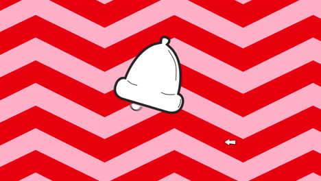 animación del cursor del ratón en el icono de la campana del suscriptor sobre el patrón de chevrón rojo en fondo rosa.