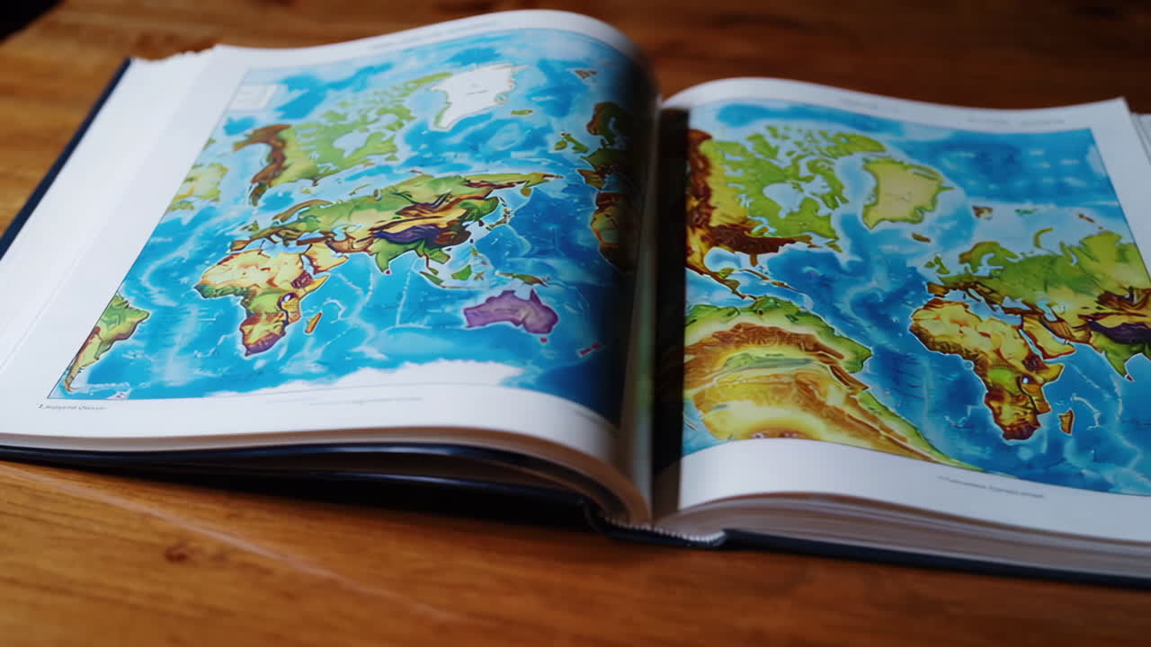 Open Book with World Map