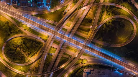 4k time lapse or hyper lapse : aerial view network or intersection of highway road for transportation or distribution concept background.