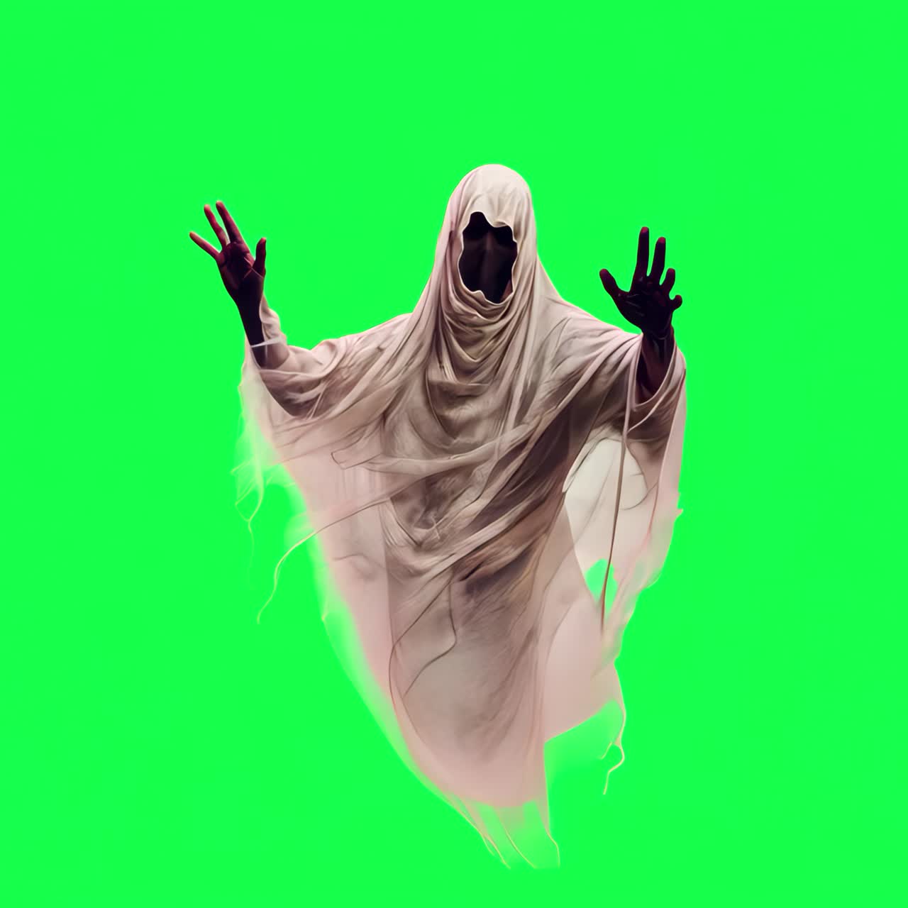 Korkunç hayalet animasyonu, şeffaf 4K video, green screen