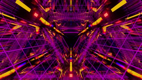 movimiento suave en el túnel de neón de ciencia ficción parpadeando con luces brillantes. para conciertos y vacaciones, para videos y vj. animación de bucle sin pausas.