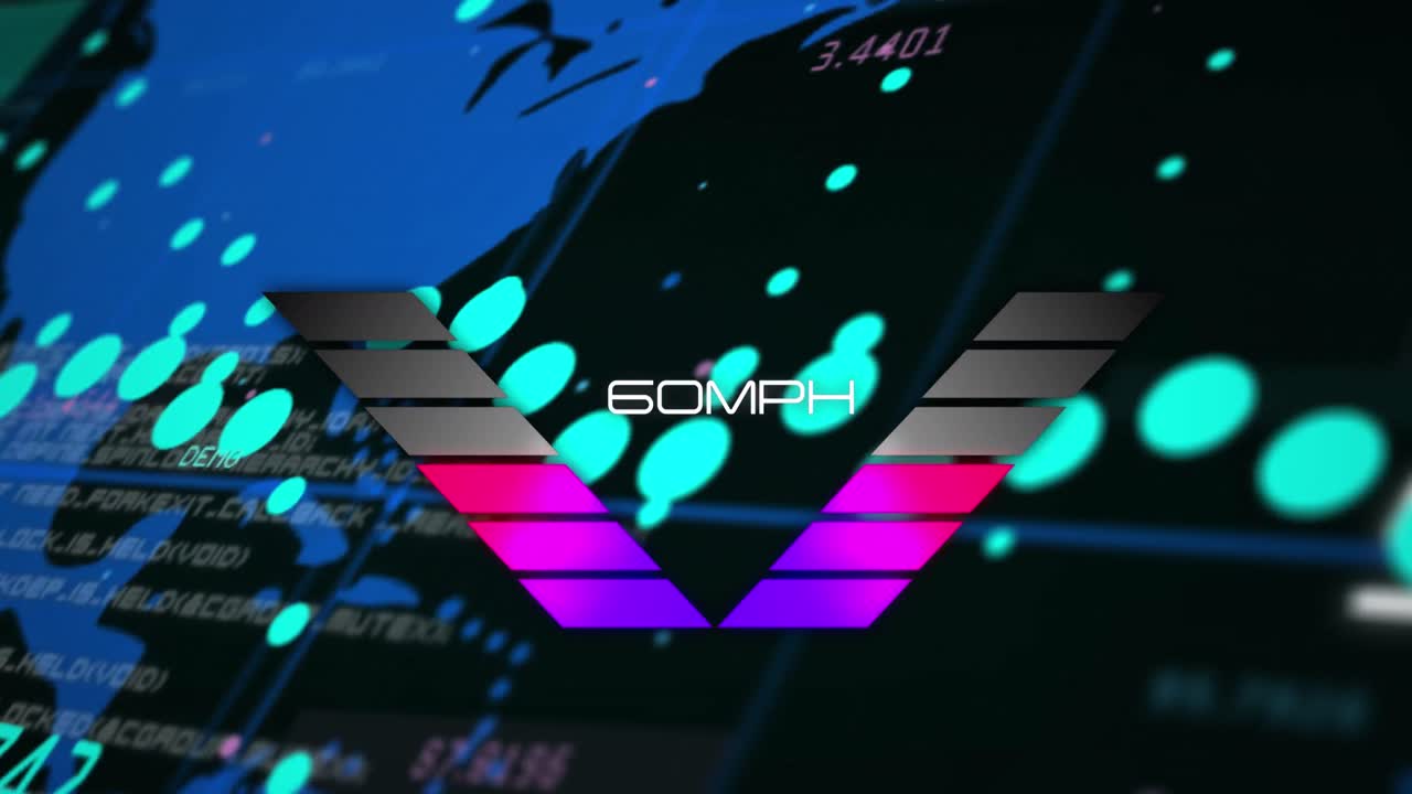 세계 지도 위의 속도계 애니메이션과 검은 바탕에 대한 데이터 처리