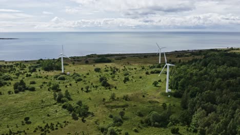 Antena-De-Aerogeneradores-Cerca-De-La-Costa-En-Saaremaa-Estonia