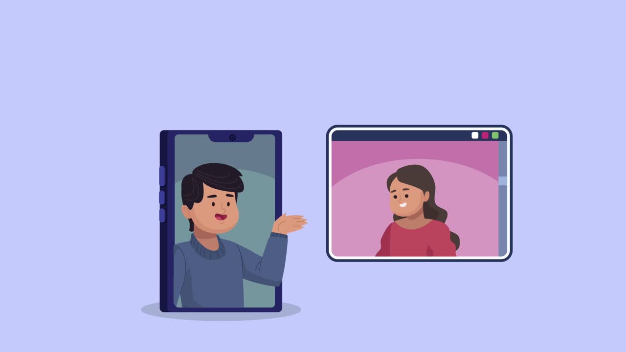 비디오 애니메이션으로 의사소통하는 사람