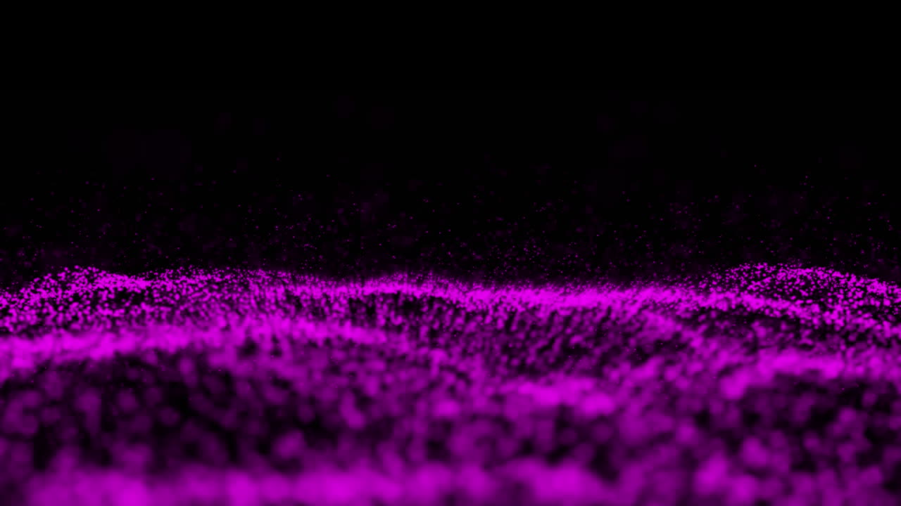 Animazione di puntini rossi con una rete luminosa viola su sfondo nero.
