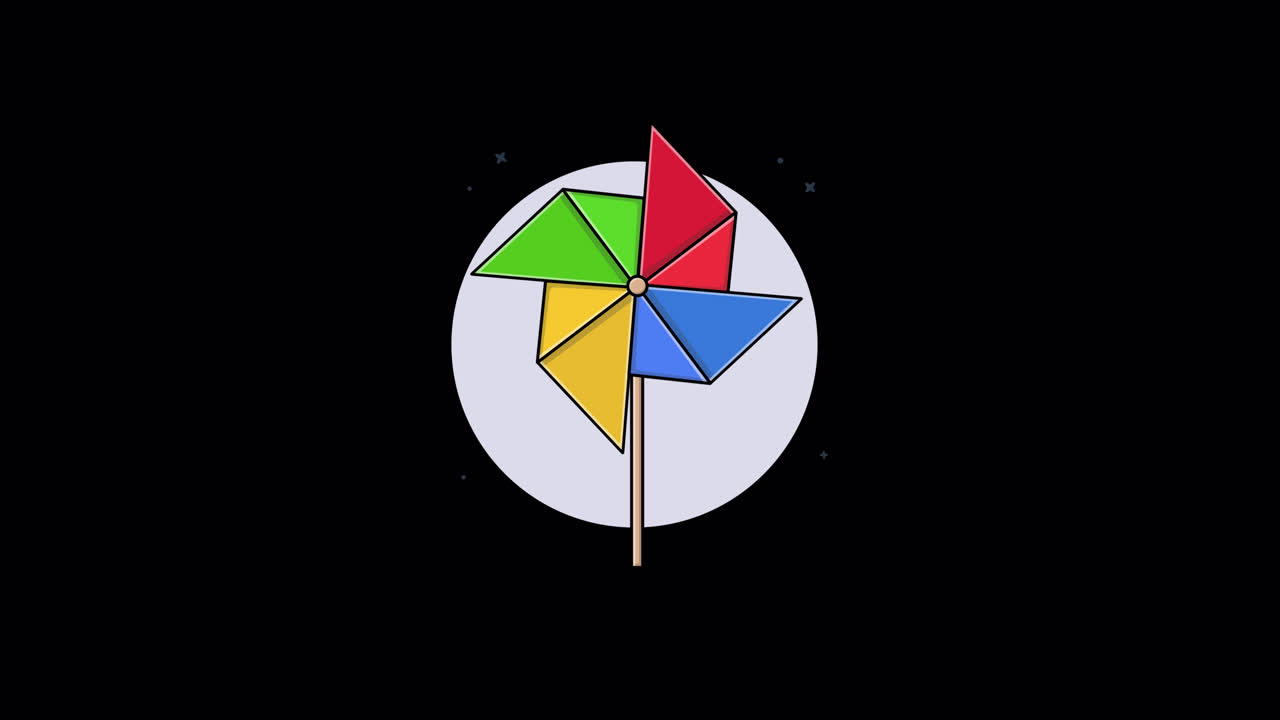 Colorful Animated Pinwheel Spinning on Black Background