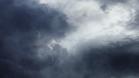 4k thunderstorm, pov of dark and light clouds in the sky