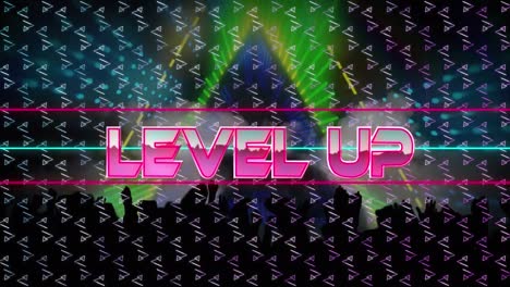 Video-of-level-up-text-over-glowing-pattern