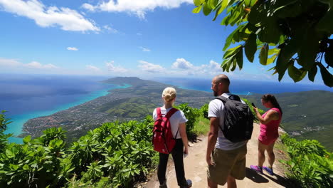 hiking adventure in tropical landscape