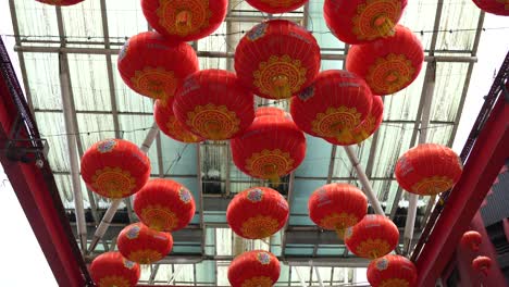beautiful red lanterns sway in the breeze.