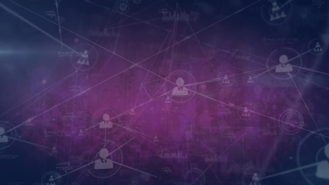 Microprocessor connections and network of profile icons against mathematics equations