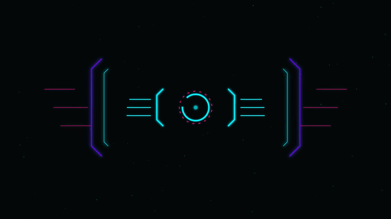 Futuristic Digital HUD Interface with Glowing Neon Elements